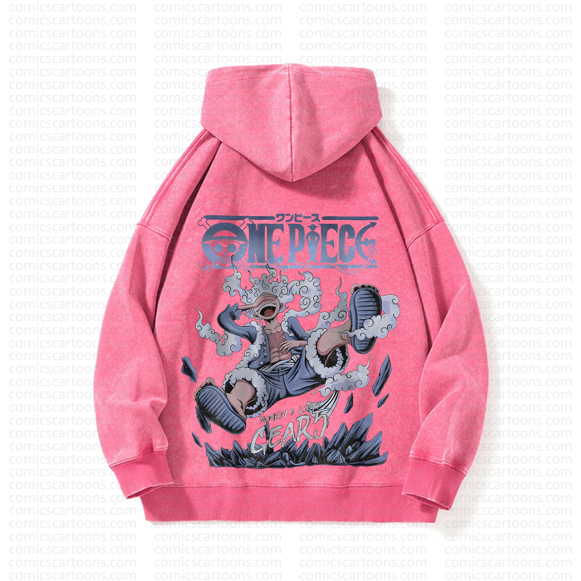 Unisex Anime Graphic Streetwear Vintage Washed Hoodie