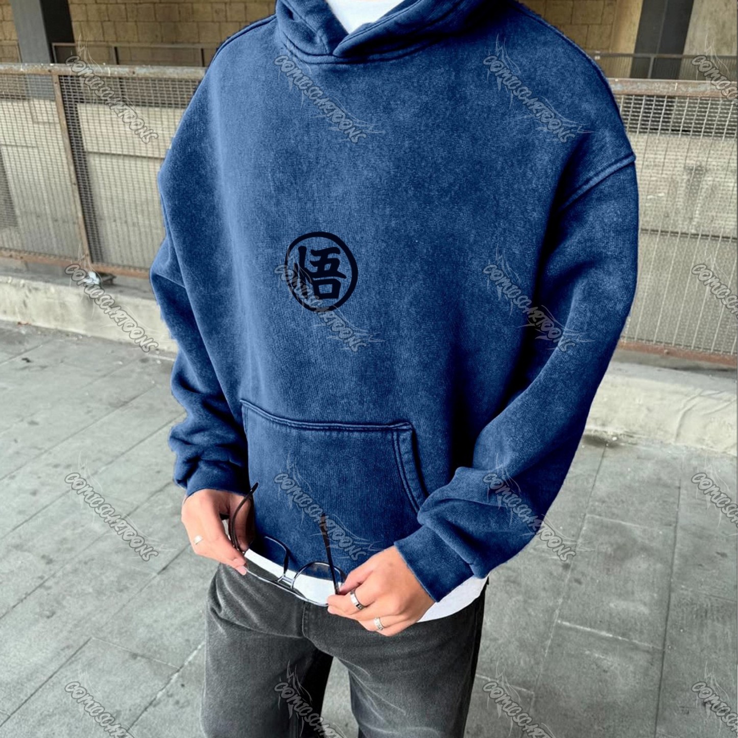 Unisex Anime Graphic Water wash Streetwear Vintage Hoodie