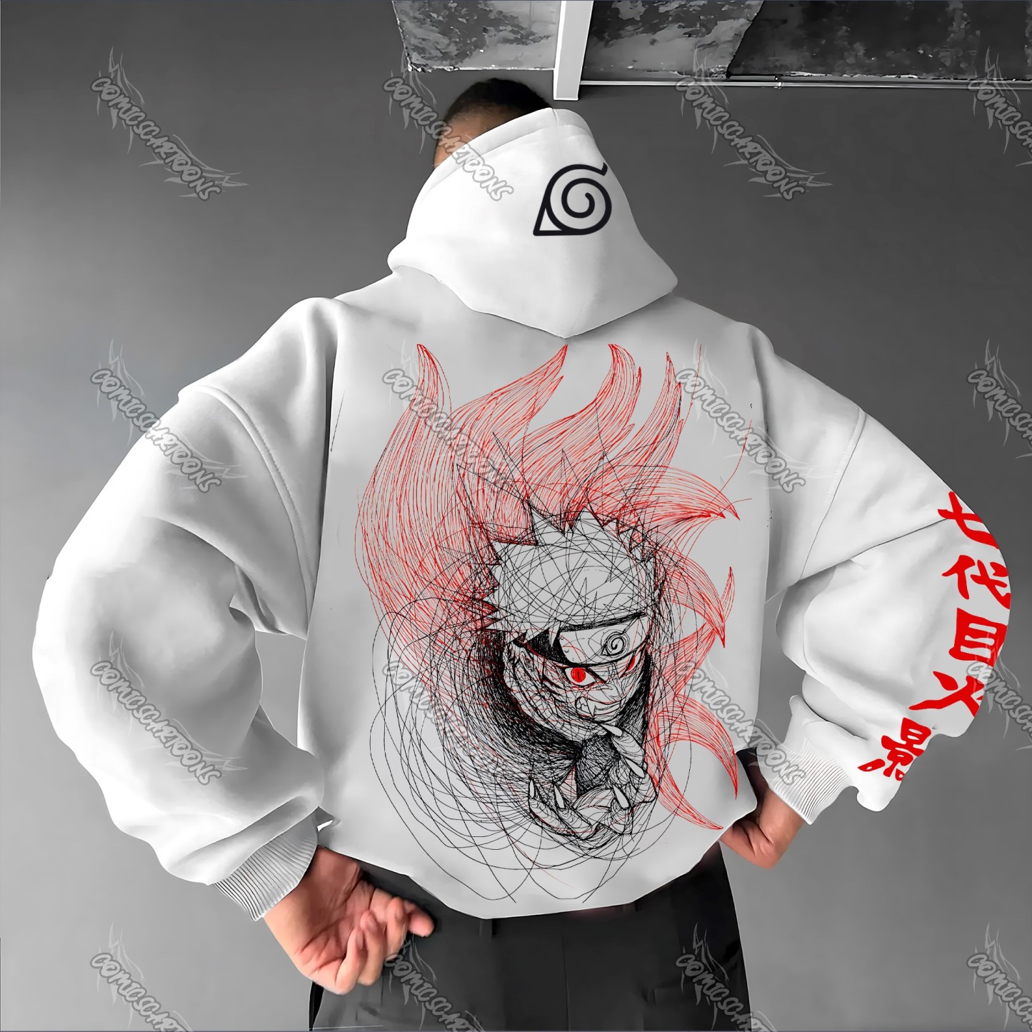 Plus Velvet Unisex Anime Graphic Streetwear Vintage Hoodie