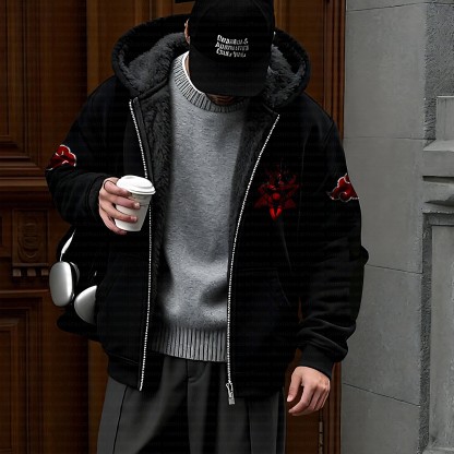 Unisex Graphic Streetwear Vintage Zipper Cardigan Plush Hoodie