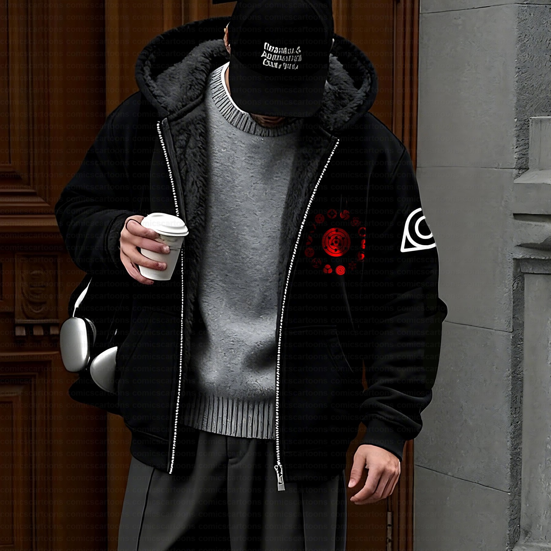 Unisex Graphic Streetwear Vintage Zipper Cardigan Plush Hoodie