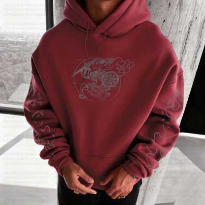 Unisex Anime Pattern Street Retro Plush Hoodie