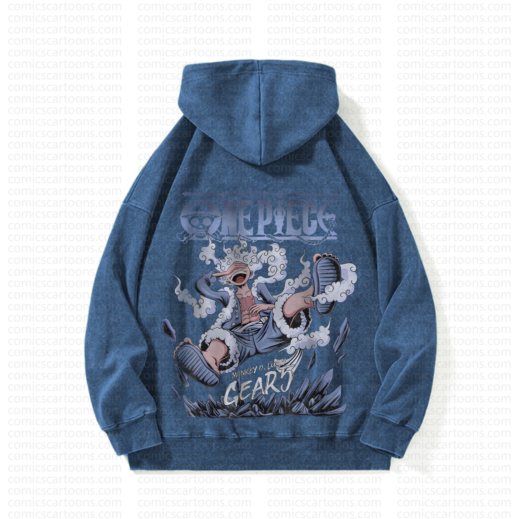 Unisex Anime Graphic Streetwear Vintage Washed Hoodie