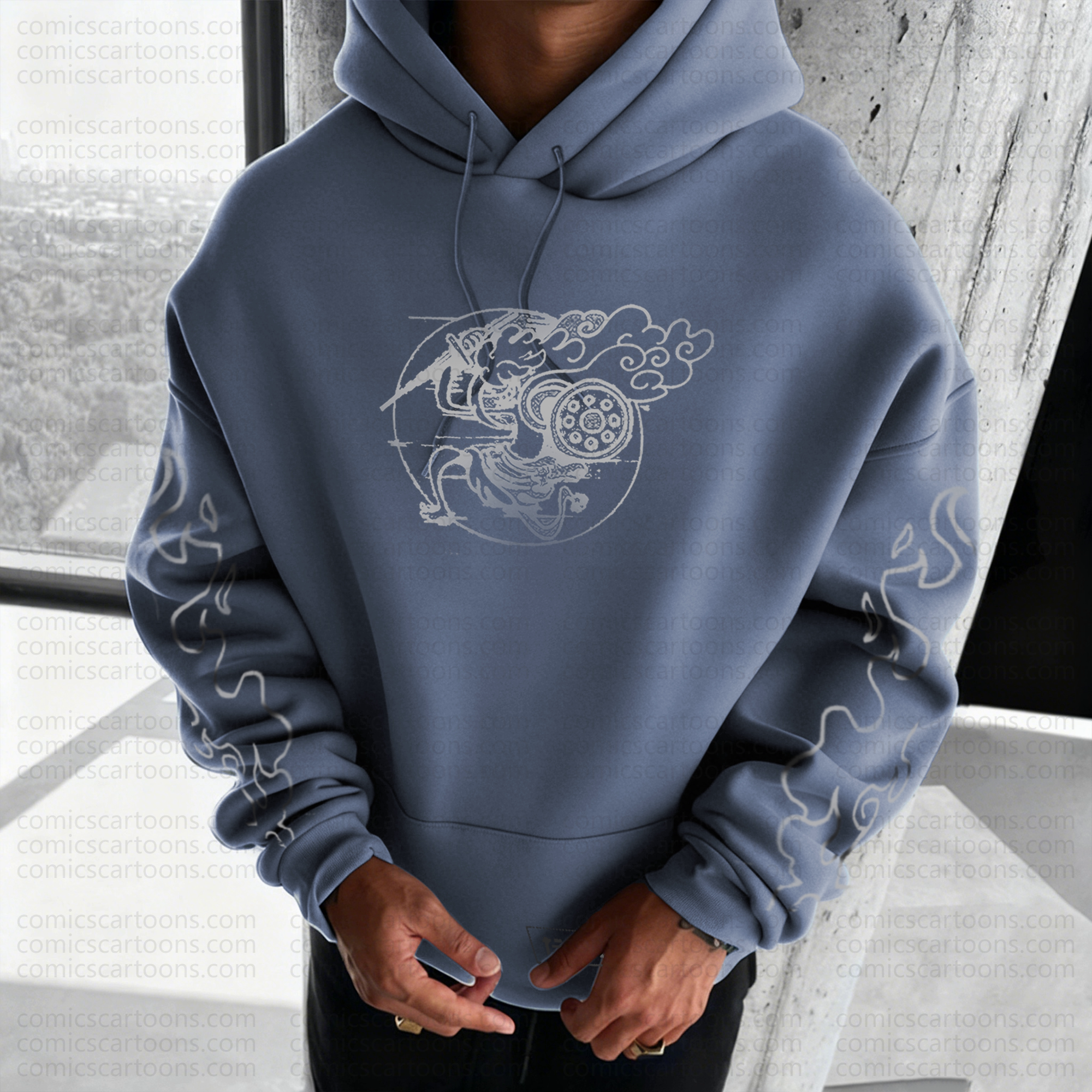 Unisex Anime Pattern Street Retro Plush Hoodie