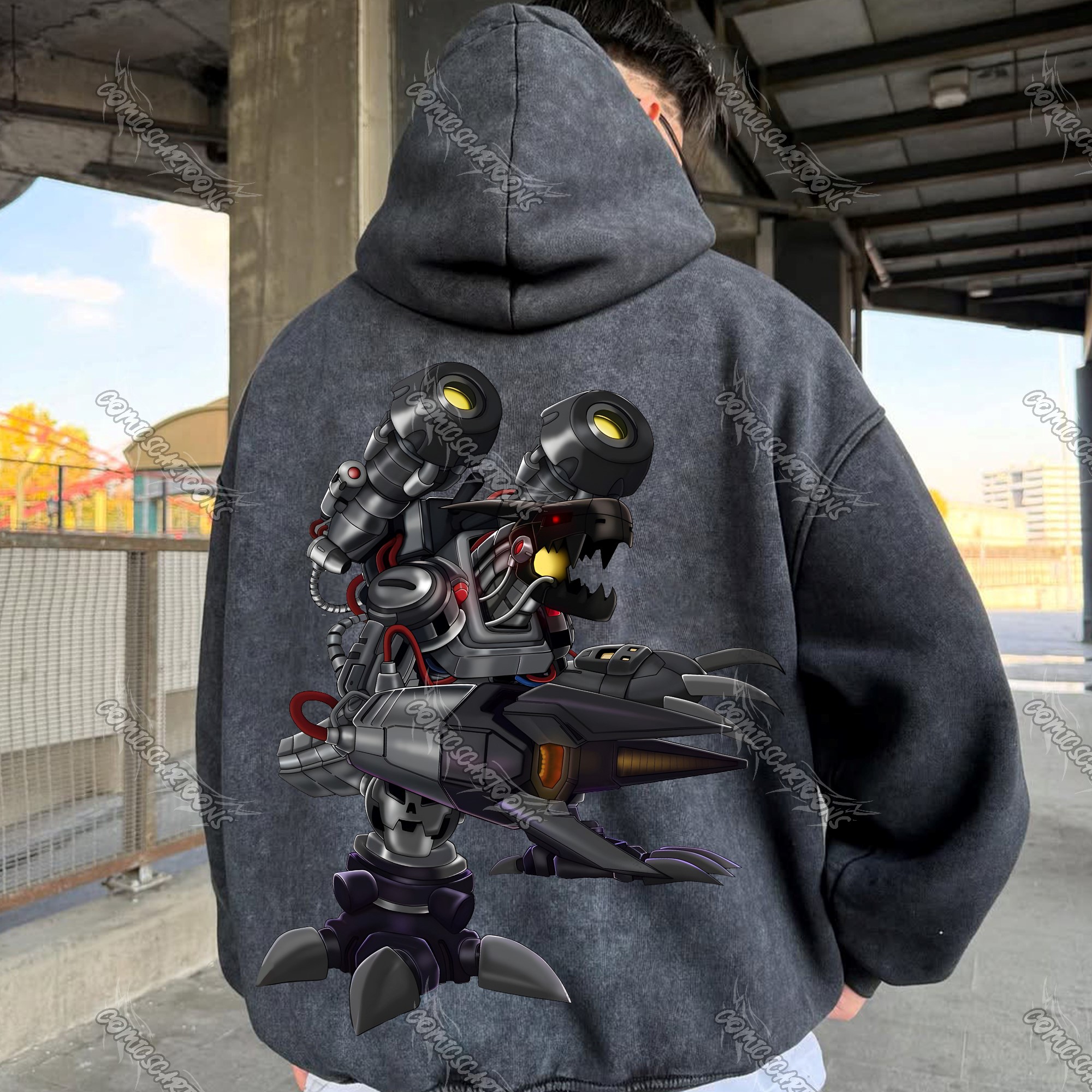 Vintage 3D Direct Inkjet Printed Washed Unisex Plush Hoodie