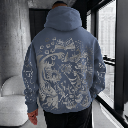 Unisex Anime Pattern Street Retro Plush Hoodie