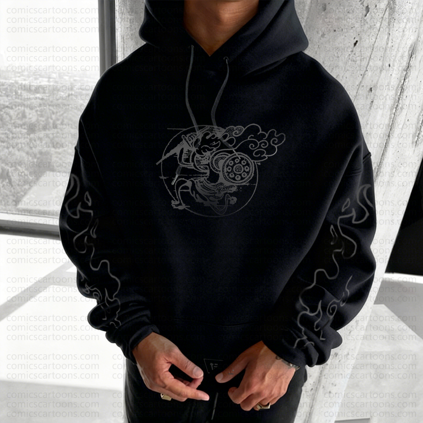 Unisex Anime Pattern Street Retro Plush Hoodie