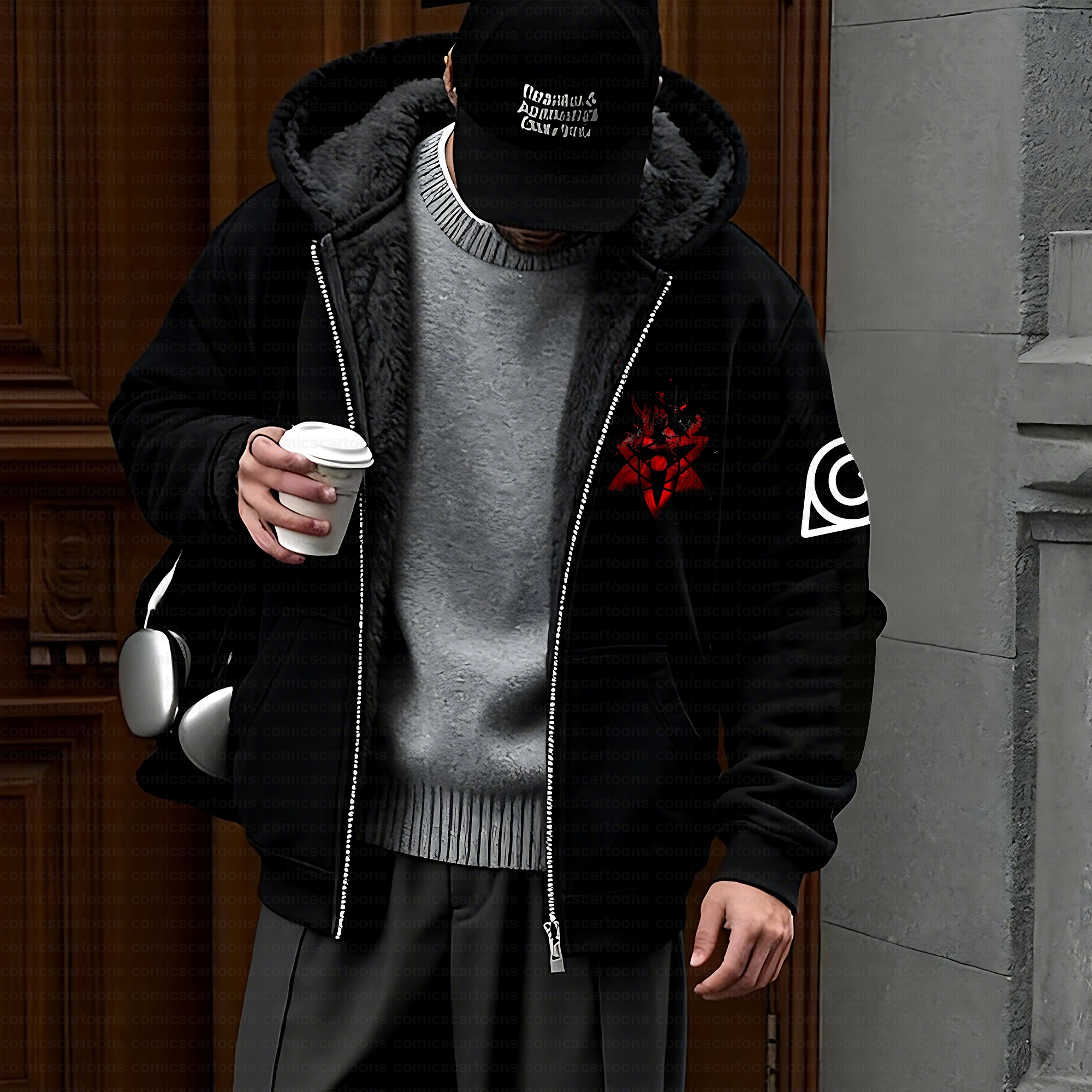 Unisex Graphic Streetwear Vintage Zipper Cardigan Plush Hoodie