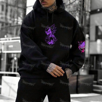 Plus Velvet Unisex Anime Graphic Streetwear Vintage Hoodie