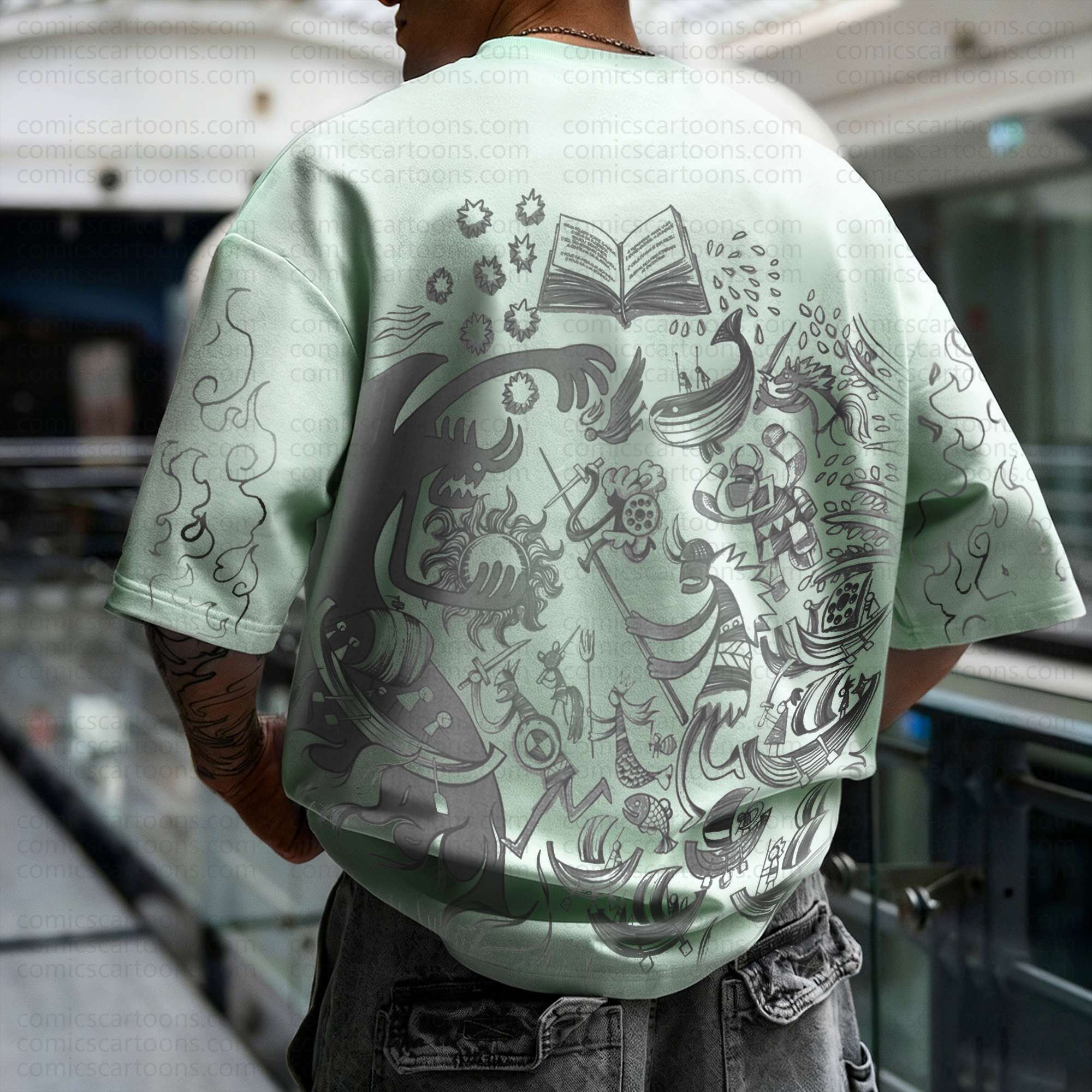 Unisex Anime Pattern Street Retro Plush Hoodie