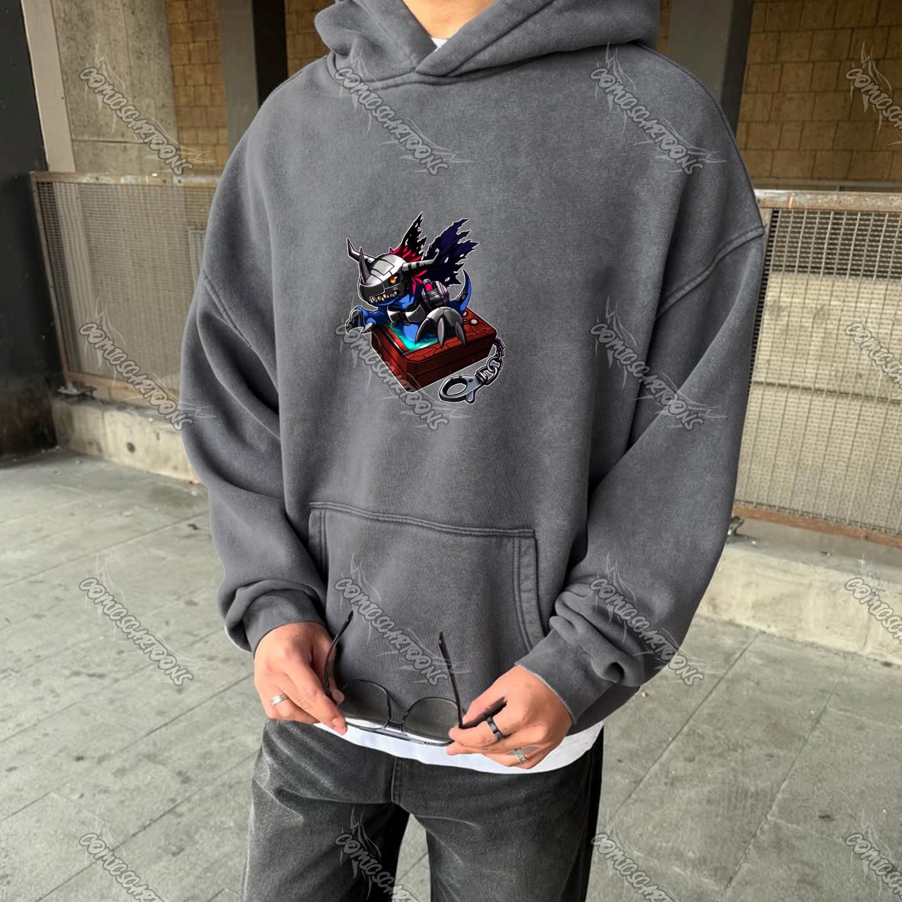 Vintage 3D Direct Inkjet Printed Washed Unisex Plush Hoodie