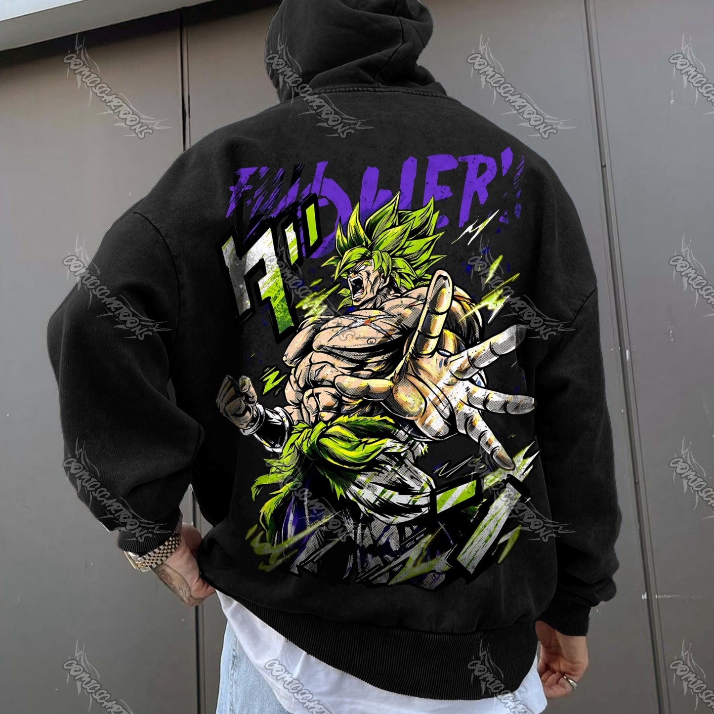 Unisex Anime Graphic Water wash Streetwear Vintage Hoodi