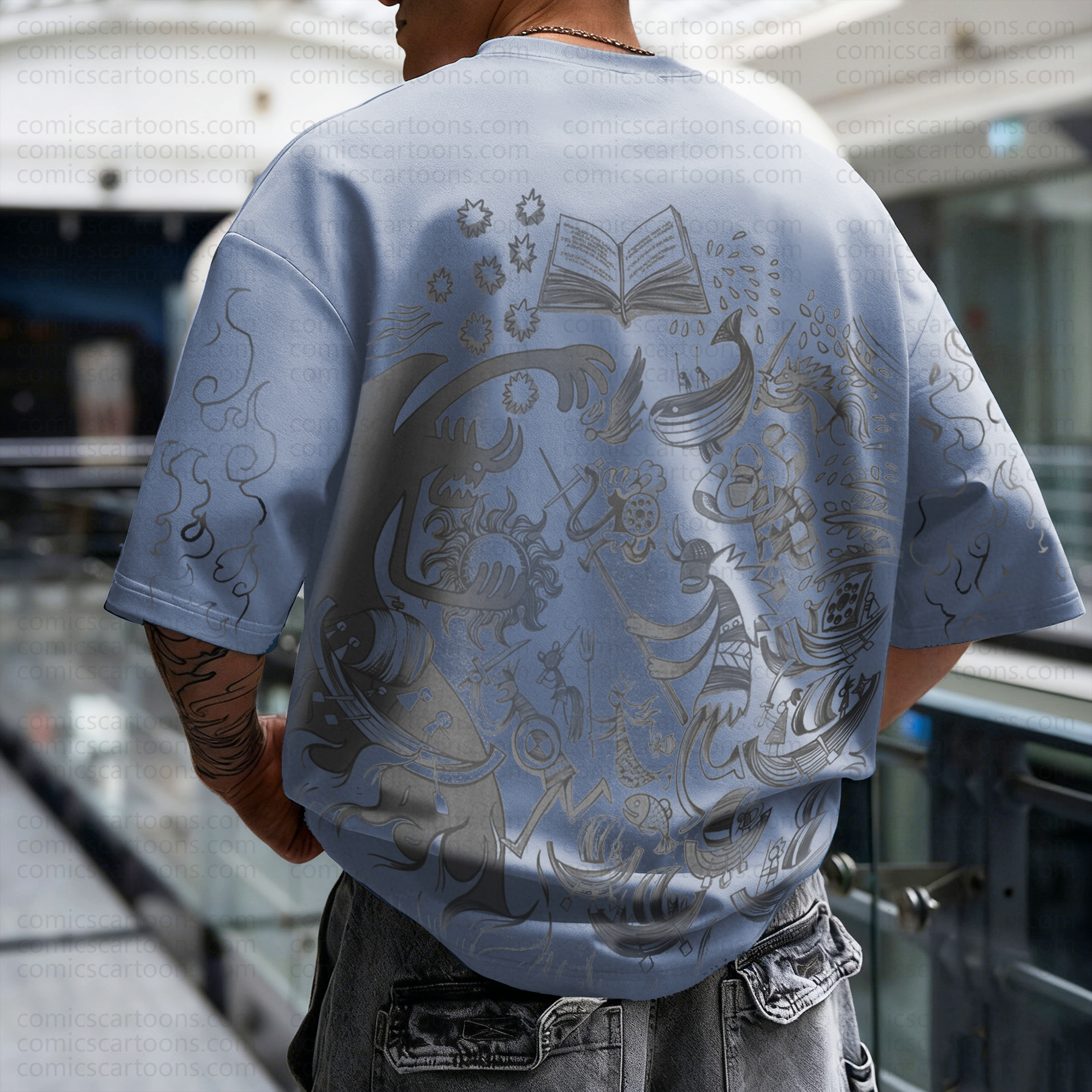 Unisex Anime Pattern Street Retro Plush Hoodie