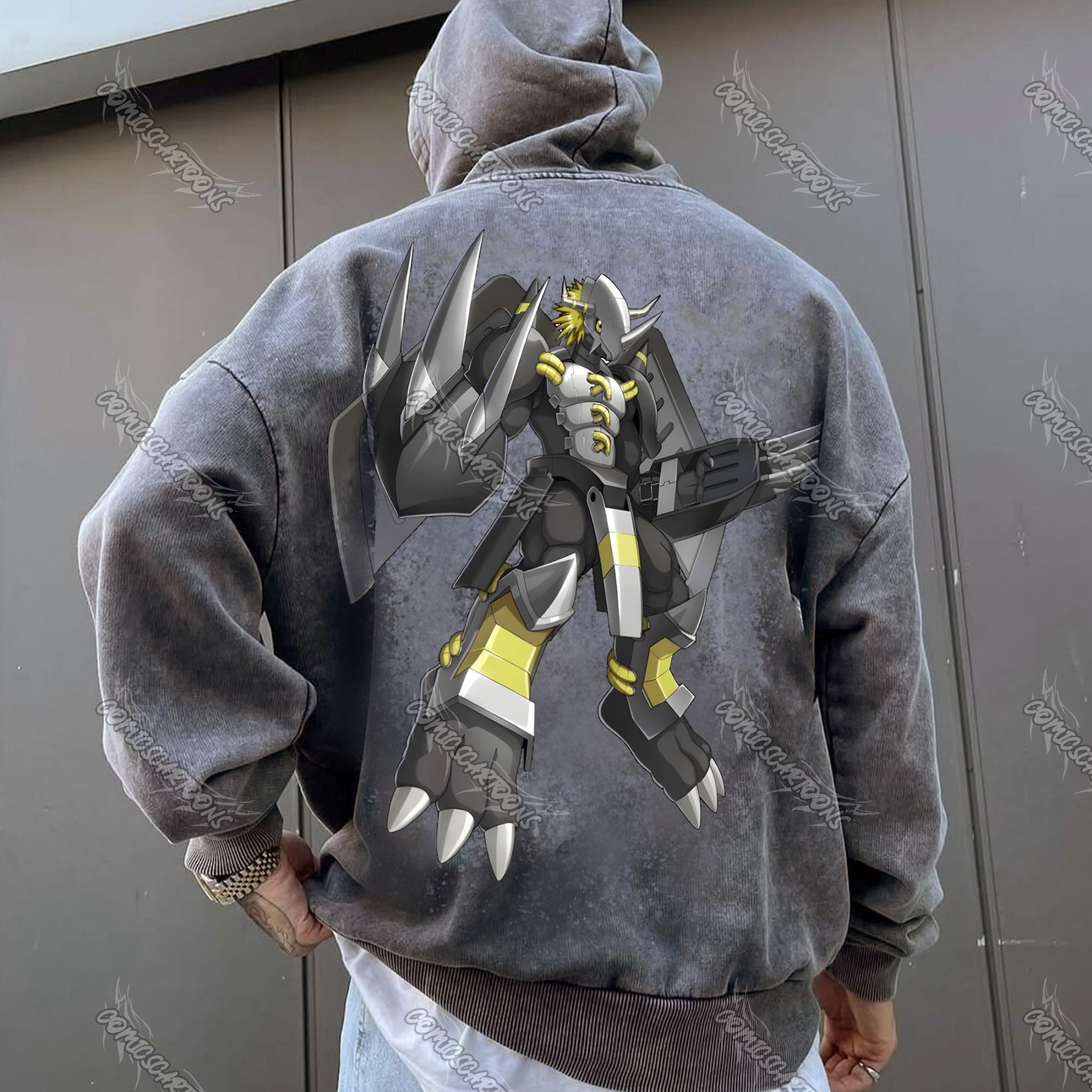 Vintage 3D Direct Inkjet Printed Washed Unisex Plush Hoodie