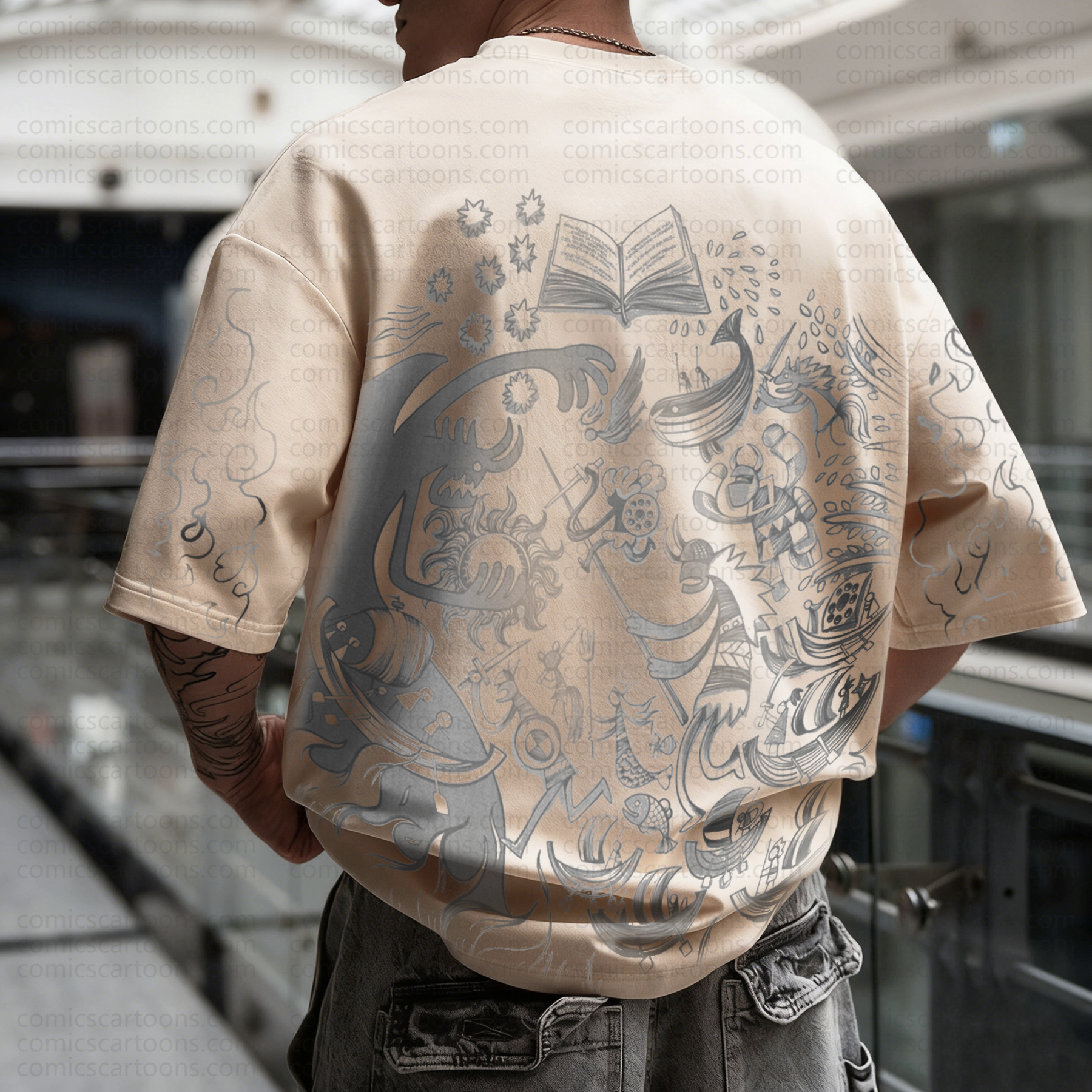 Unisex Anime Pattern Street Retro Plush Hoodie