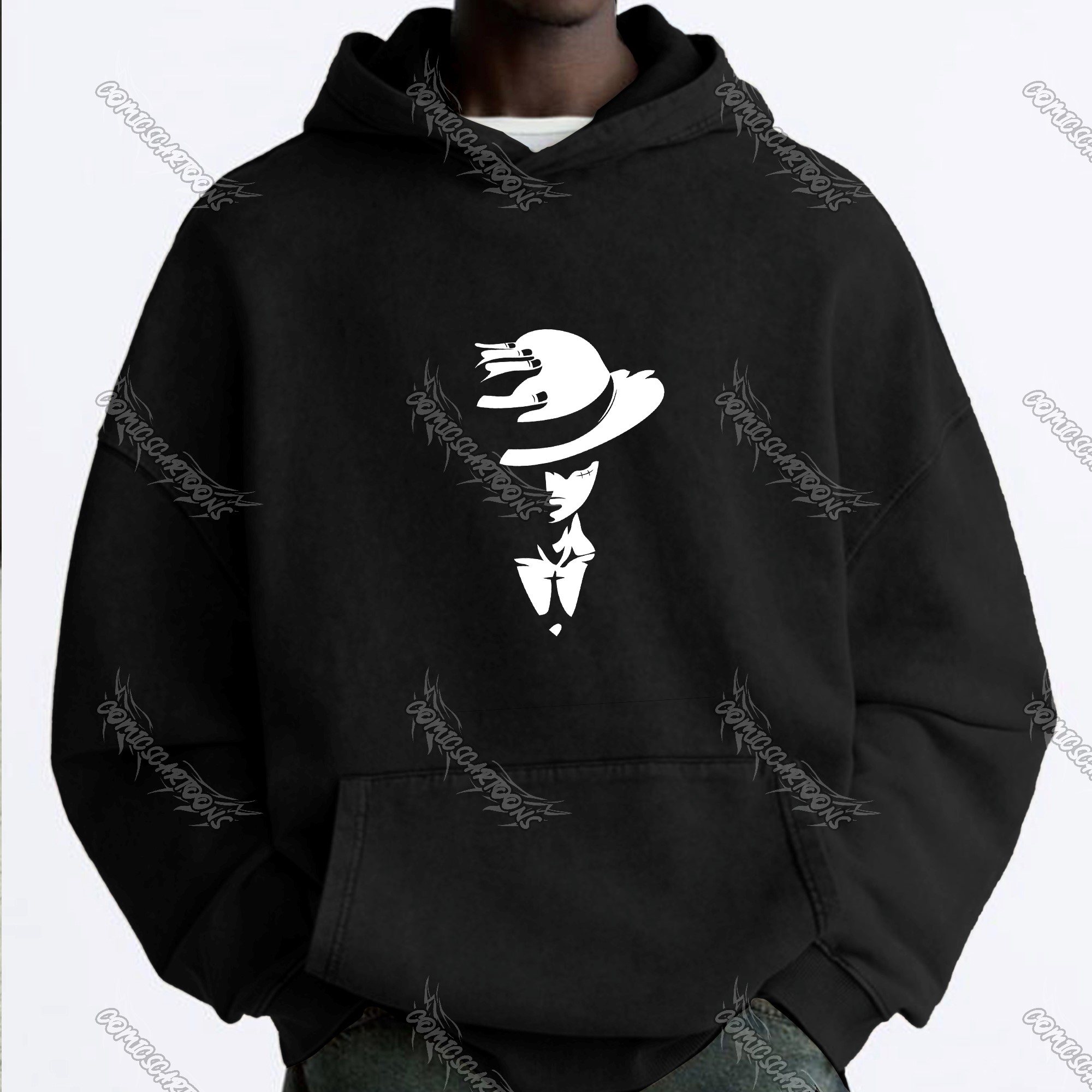 Unisex Anime Graphic Streetwear Vintage Washed Hoodie