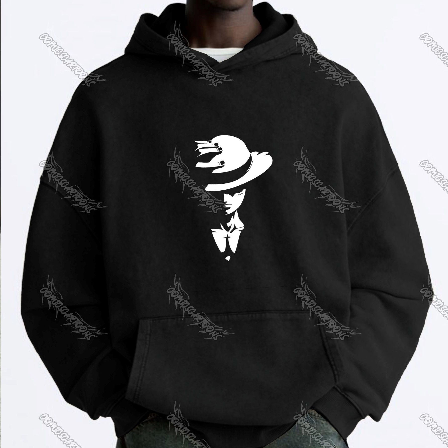 Unisex Anime Graphic Streetwear Vintage Washed Hoodie