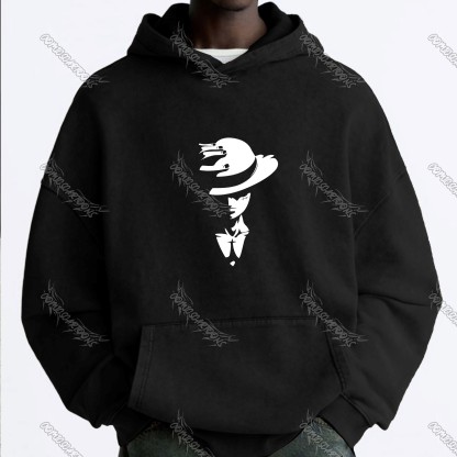 Unisex Anime Graphic Streetwear Vintage Washed Hoodie