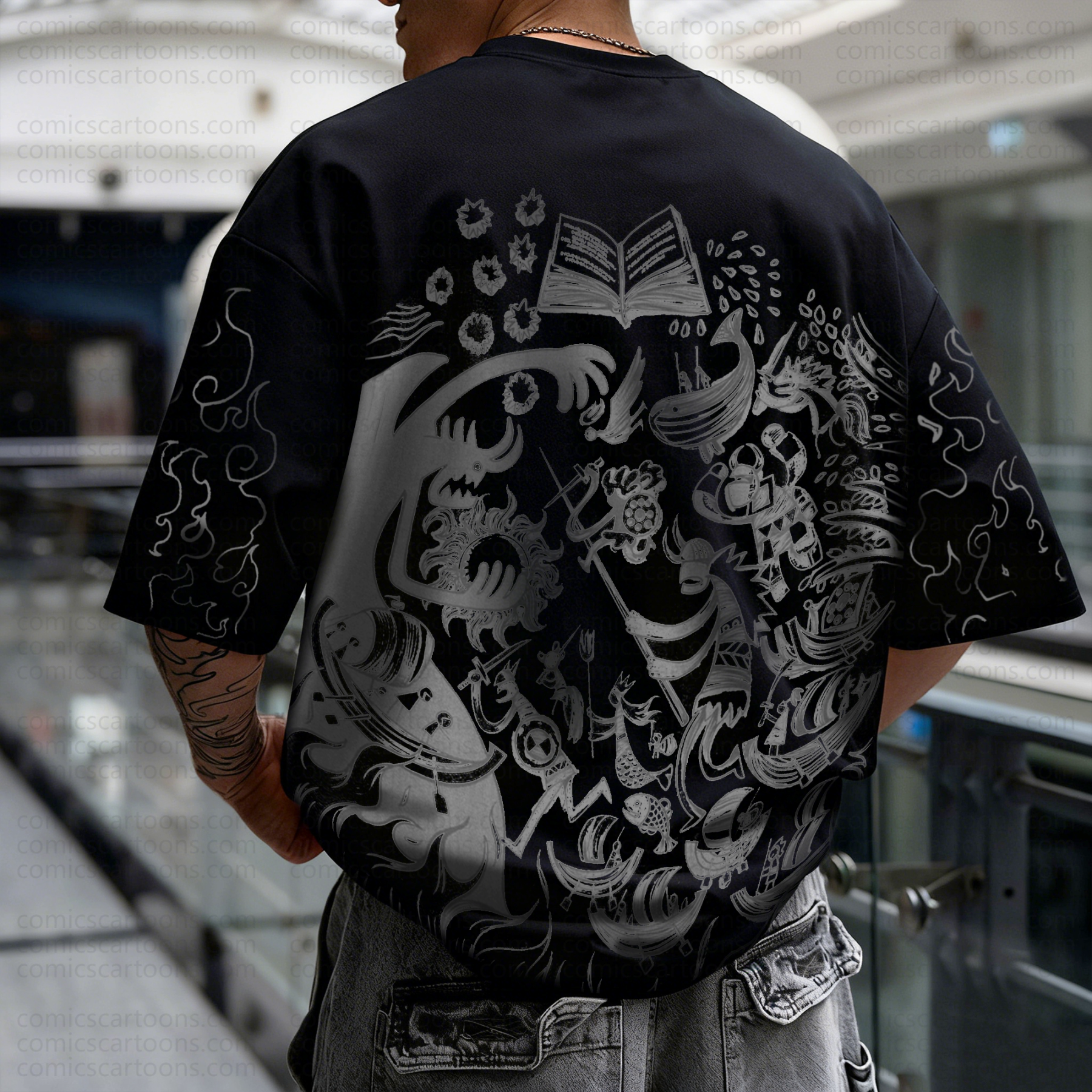 Unisex Anime Pattern Street Retro Plush Hoodie