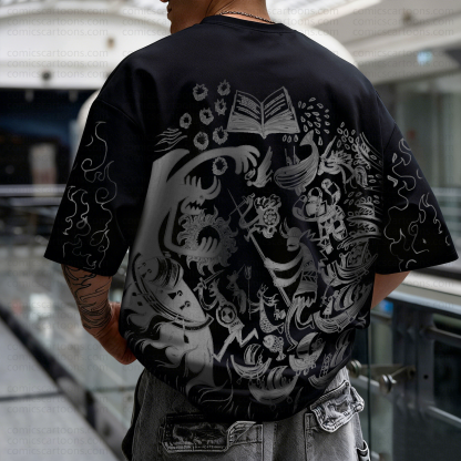 Unisex Anime Pattern Street Retro Plush Hoodie