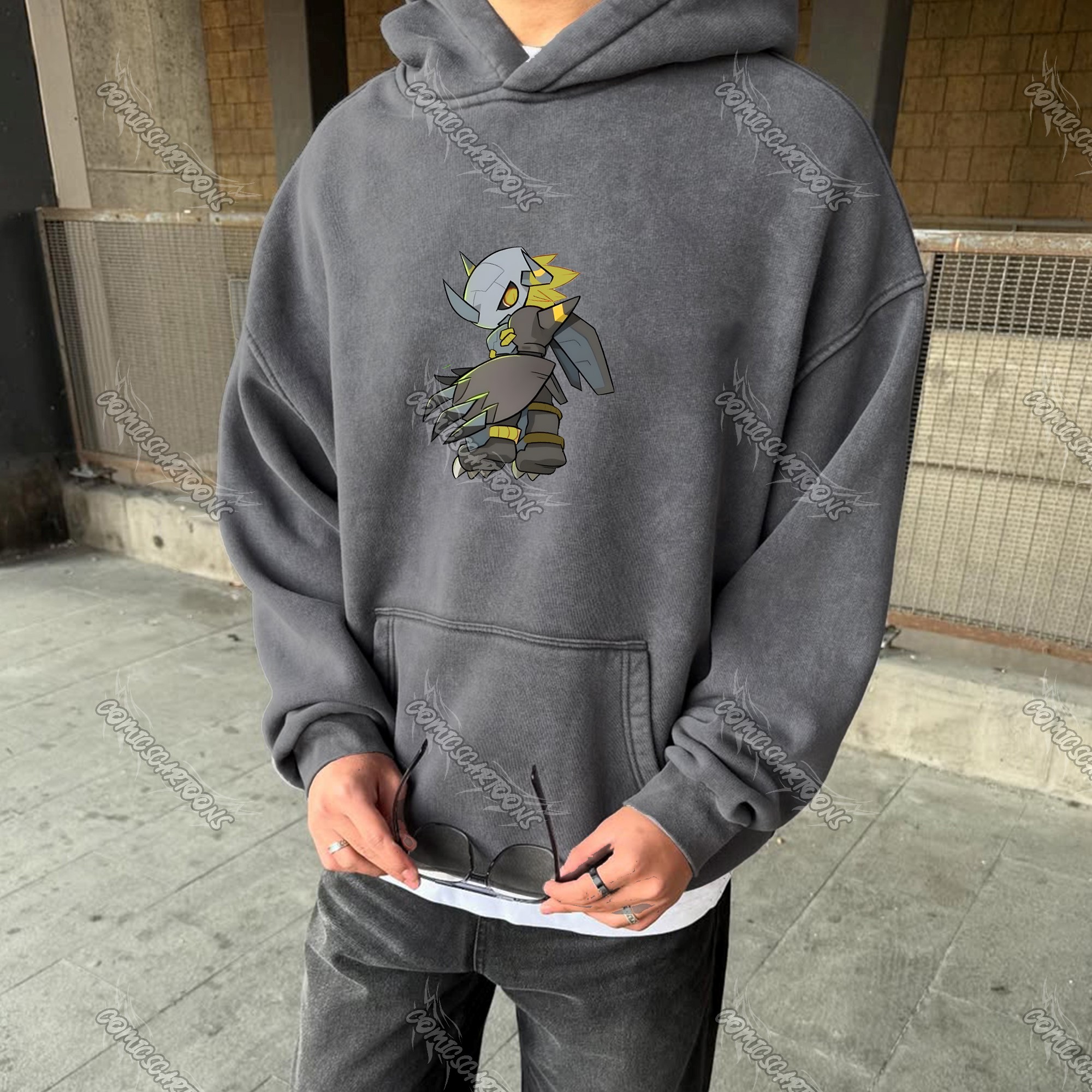 Vintage 3D Direct Inkjet Printed Washed Unisex Plush Hoodie