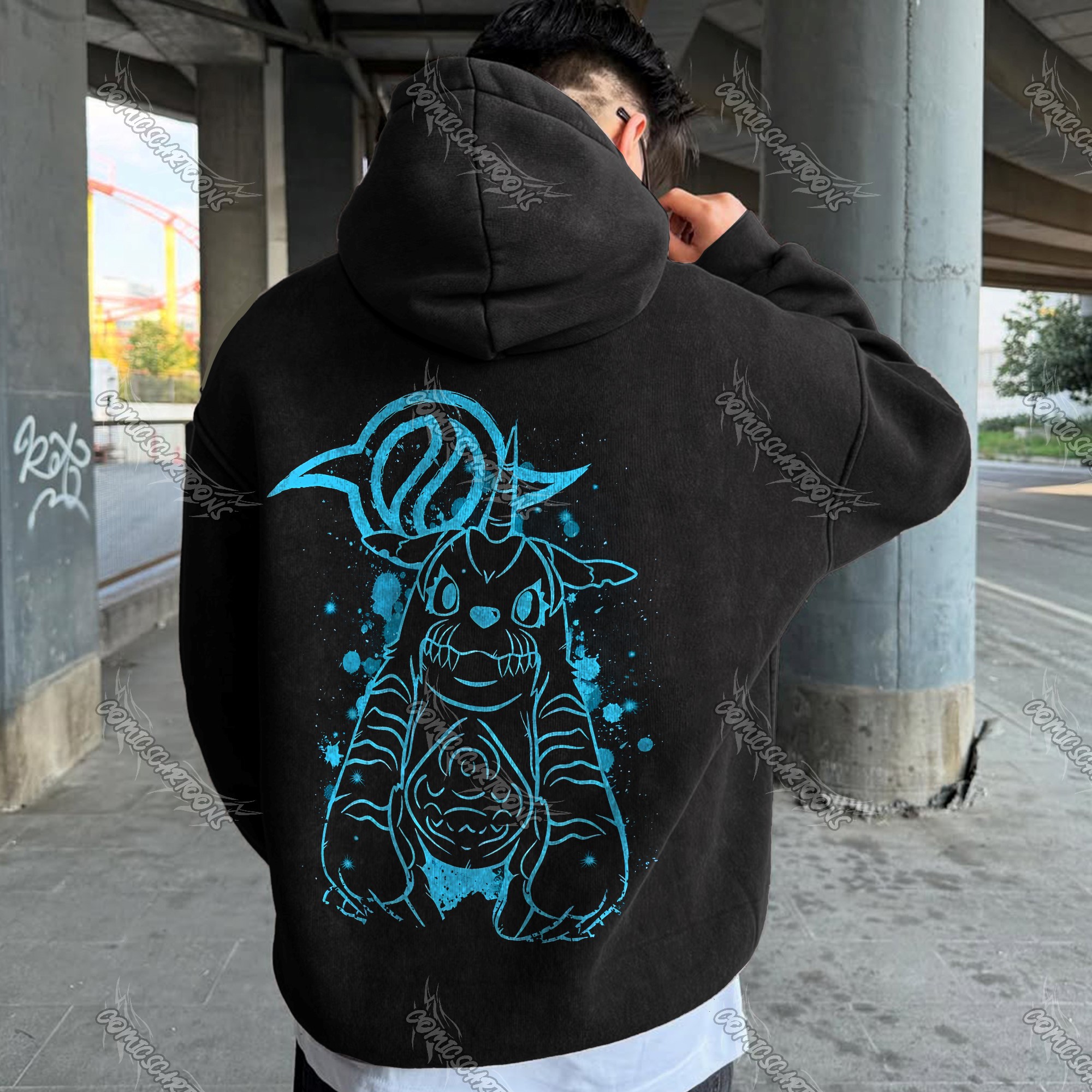 Vintage 3D Direct Inkjet Printed Washed Unisex Plush Hoodie