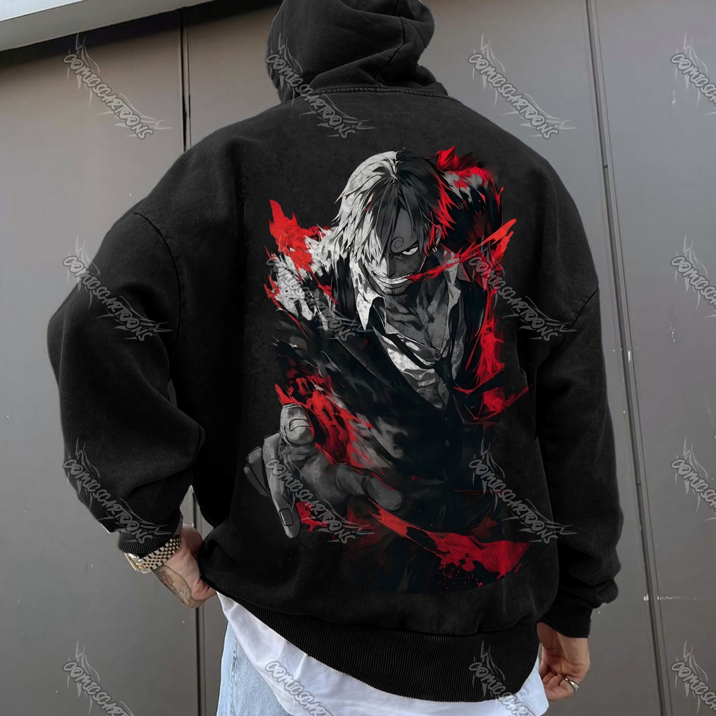 Unisex Anime Graphic Streetwear Vintage Washed Hoodie