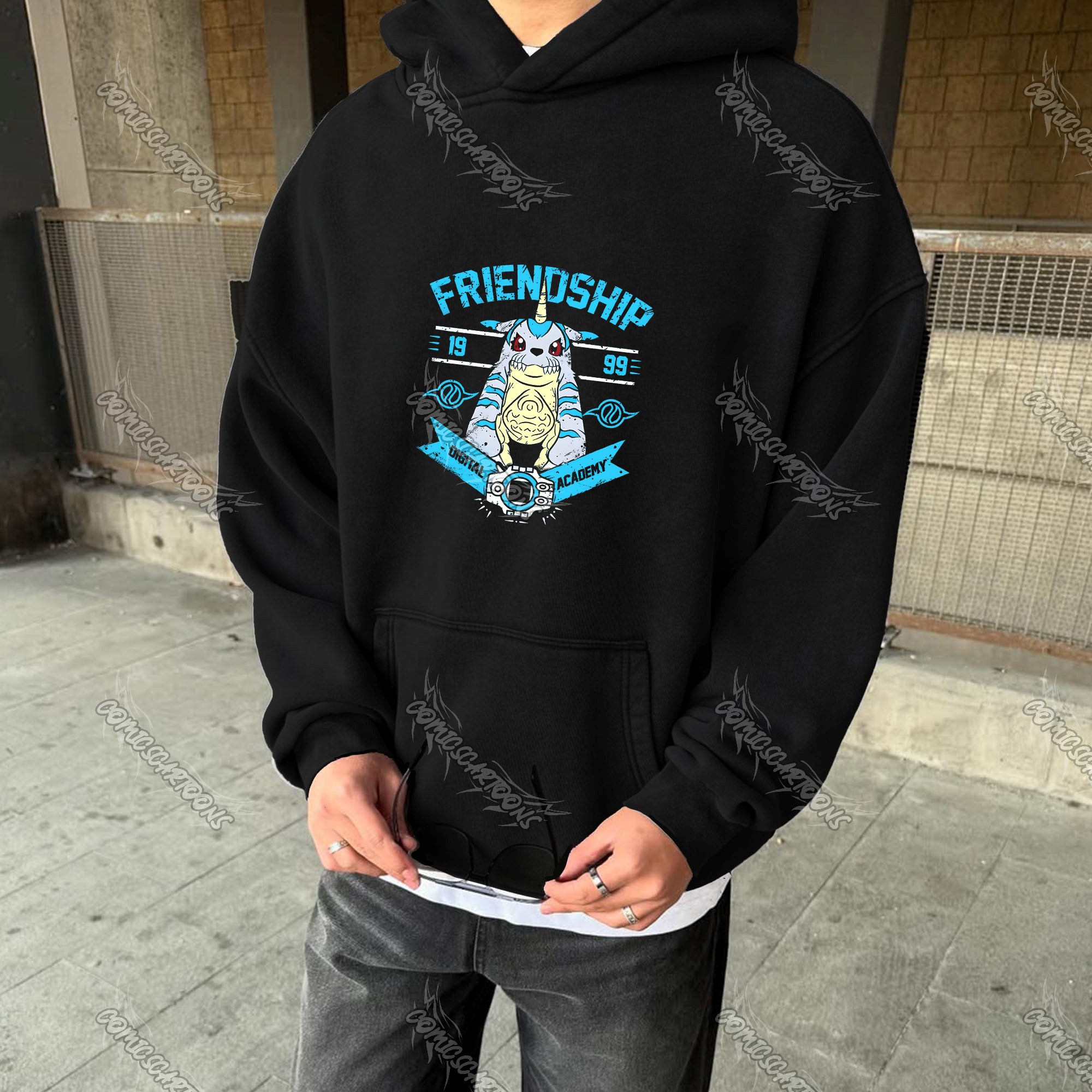 Vintage 3D Direct Inkjet Printed Washed Unisex Plush Hoodie