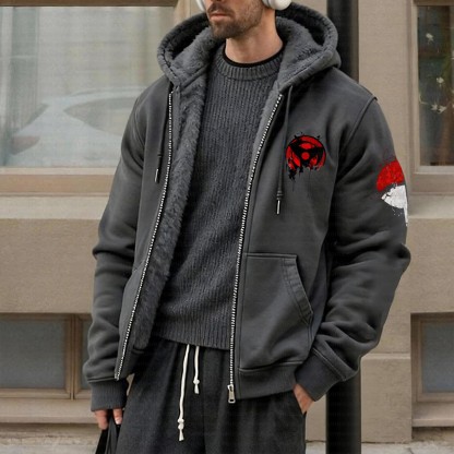 Unisex Graphic Streetwear Vintage Zipper Cardigan Plush Hoodie