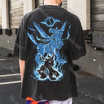 Vintage 3D Direct Inkjet Printed Washed Unisex T-Shirt