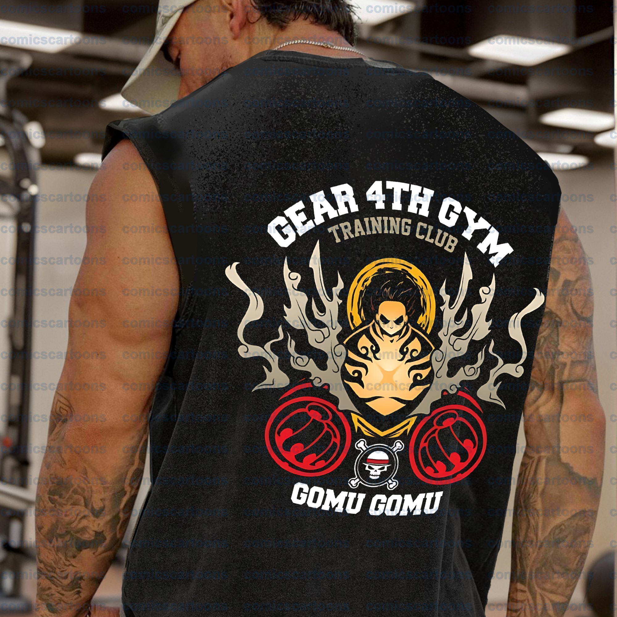 Oversized Anime Print Gym Tank Top