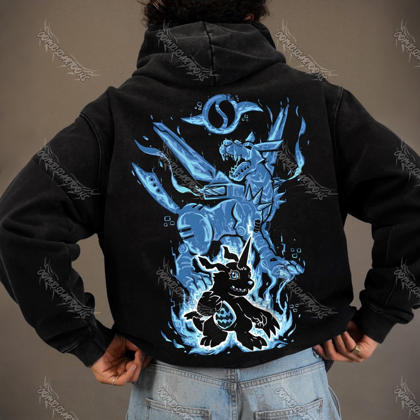 Vintage 3D Direct Inkjet Printed Washed Unisex Plush Hoodie