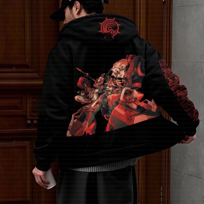 Unisex Graphic Streetwear Vintage Zipper Cardigan Plush Hoodie