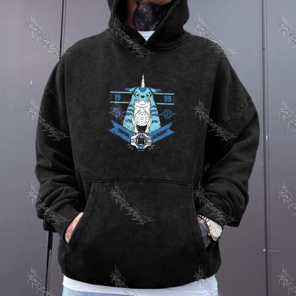 Vintage 3D Direct Inkjet Printed Washed Unisex Plush Hoodie