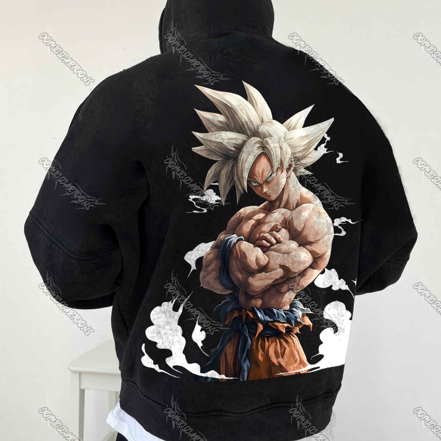 Unisex Anime Graphic Water wash Streetwear Vintage Hoodi