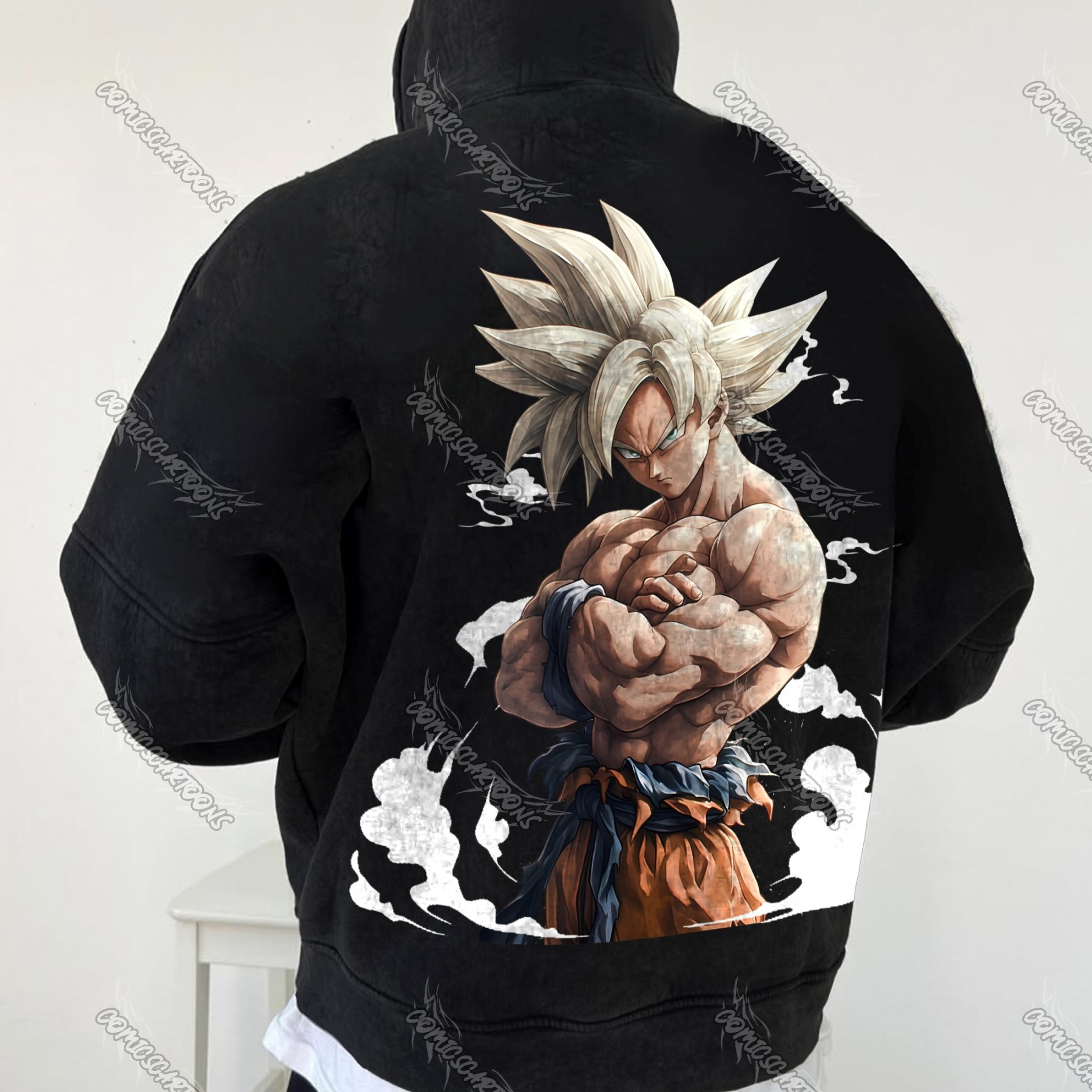 Unisex Anime Graphic Water wash Streetwear Vintage Hoodi