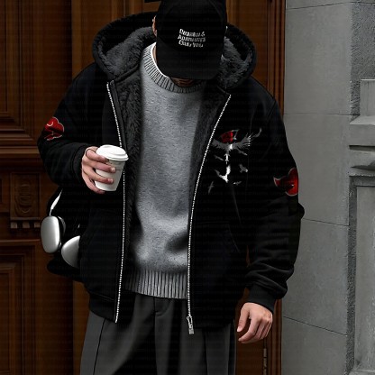 Unisex Graphic Streetwear Vintage Zipper Cardigan Plush Hoodie