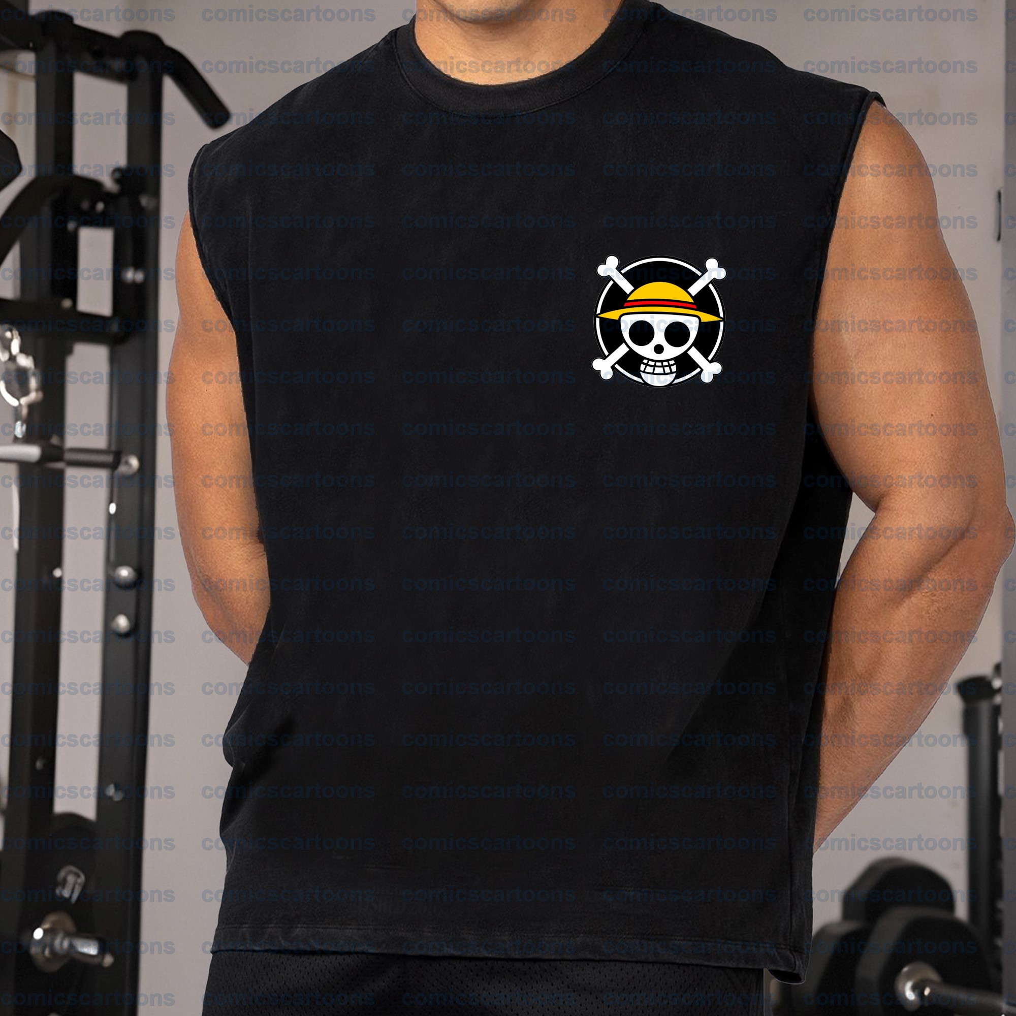 Oversized Anime Print Gym Tank Top