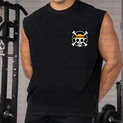 Oversized Anime Print Gym Tank Top