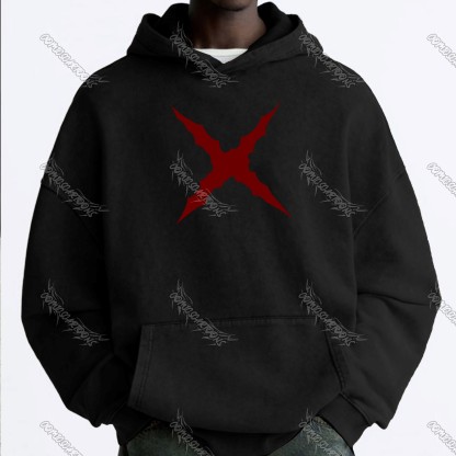 Unisex Anime Graphic Streetwear Vintage Washed Hoodie