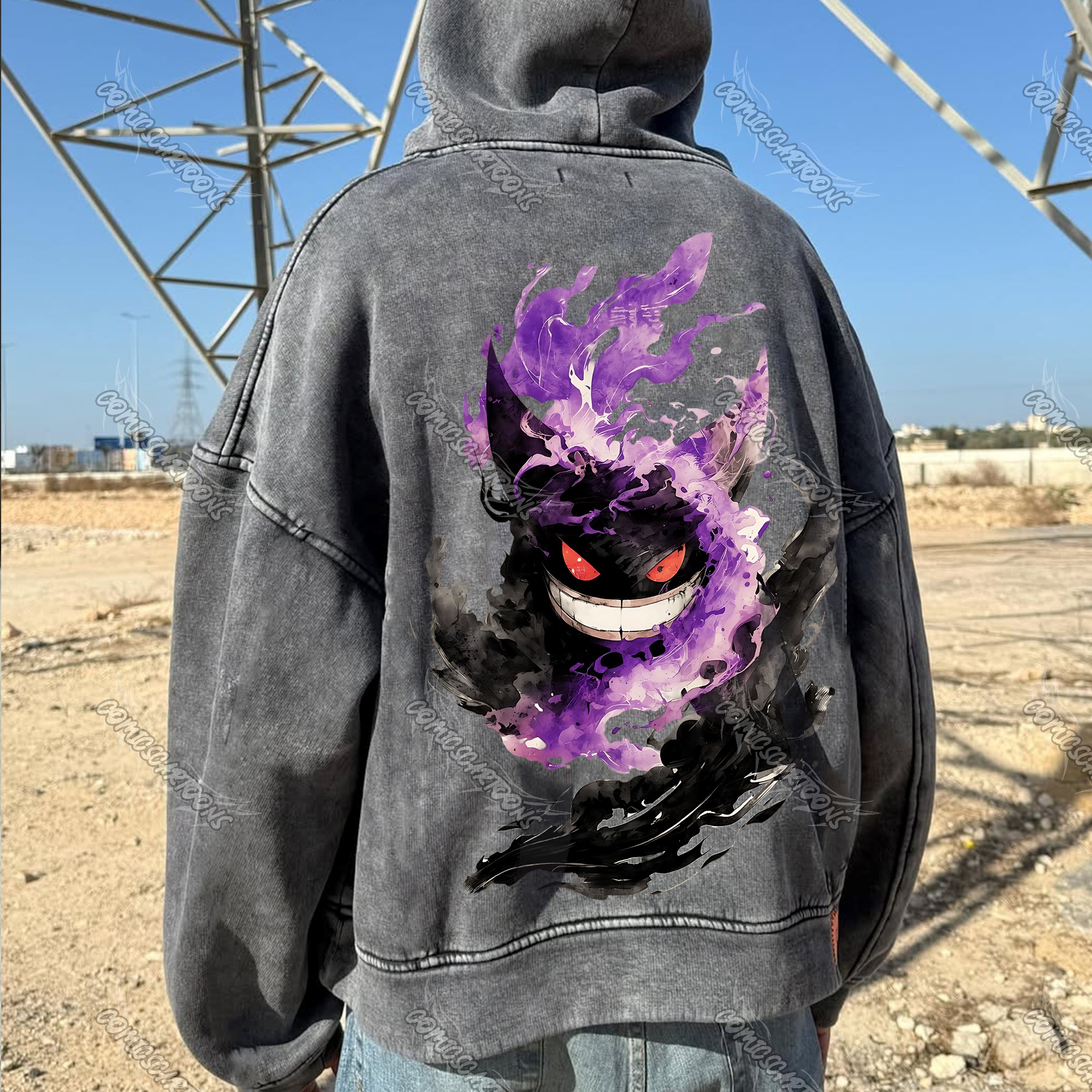 Vintage 3D Direct Inkjet Printed Washed Unisex Plush Hoodie