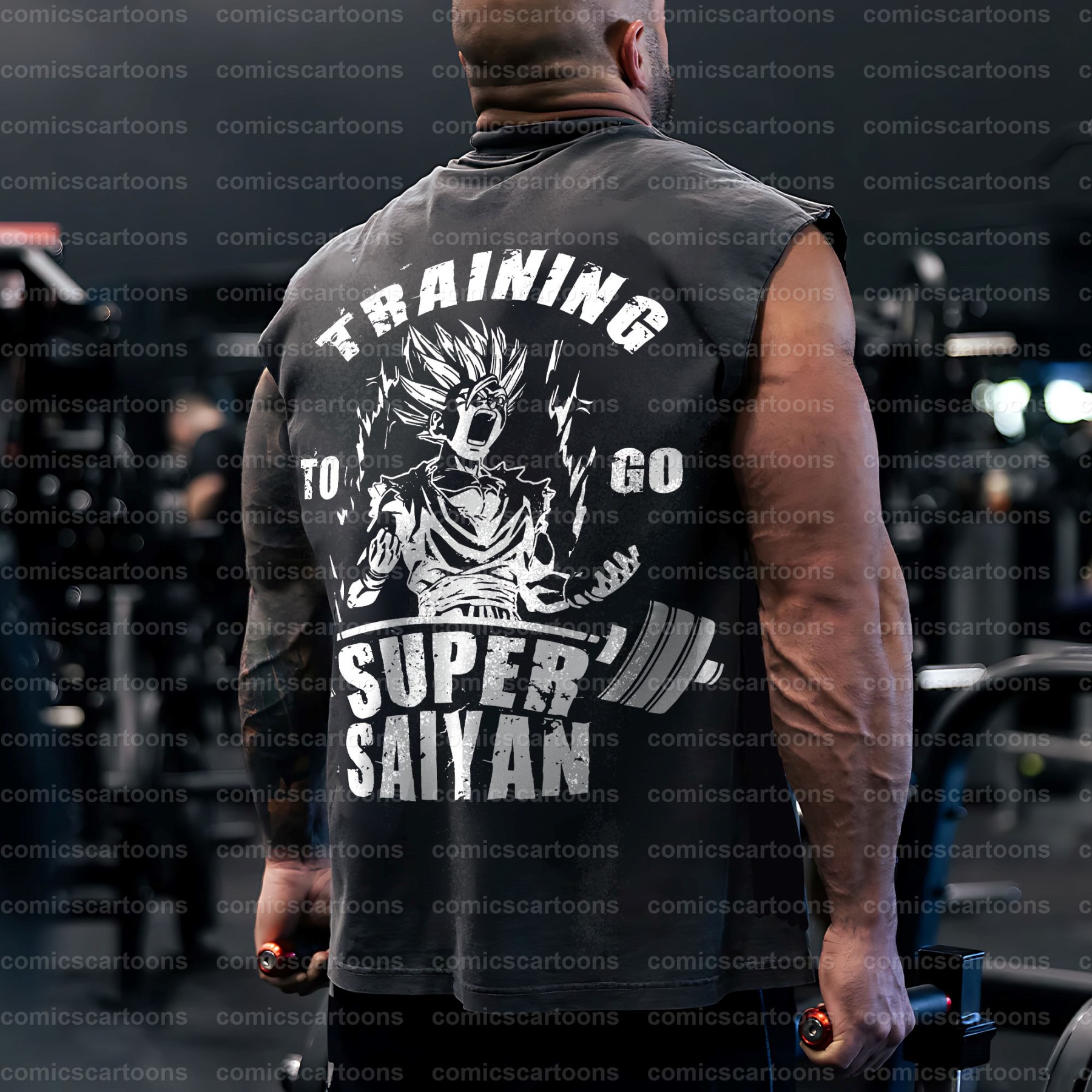 Oversized Anime Print Gym Tank Top