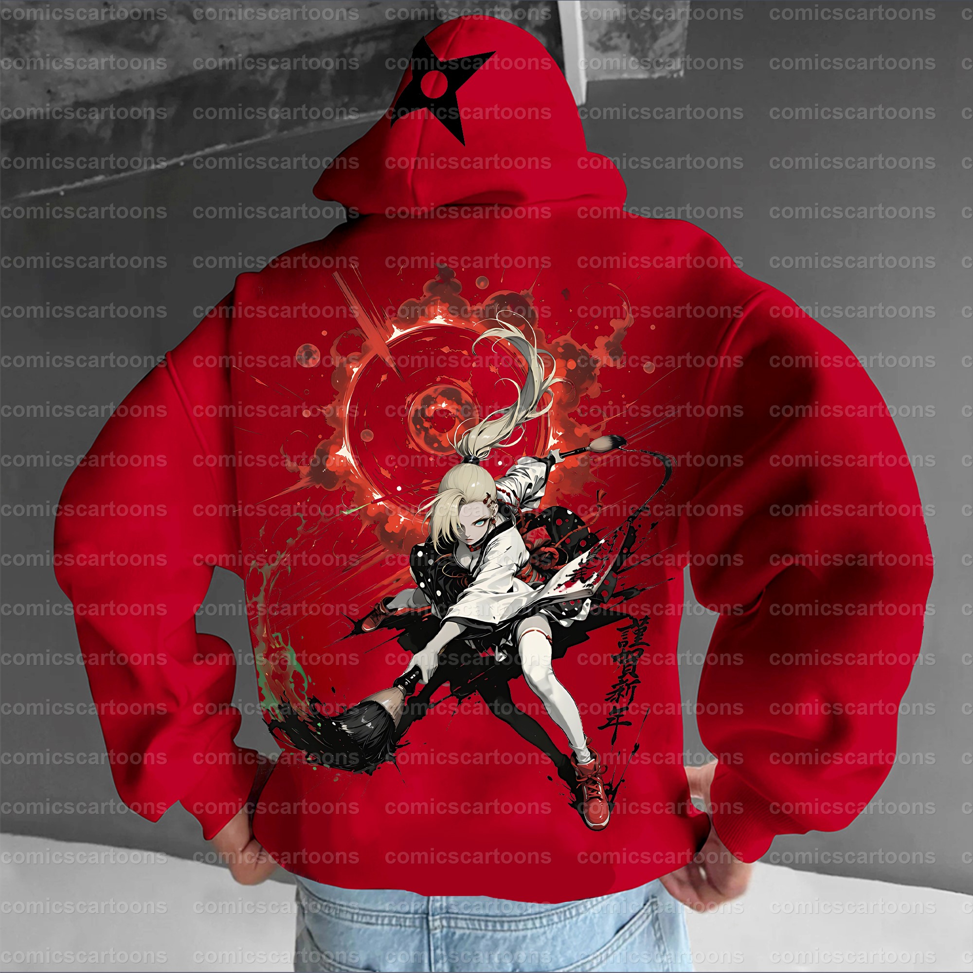 Plus Velvet Unisex Anime Graphic Streetwear Vintage Hoodie
