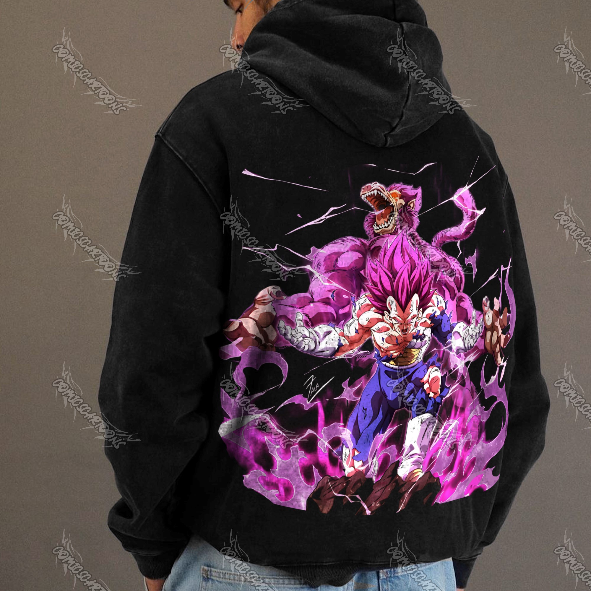 Unisex Anime Graphic Water wash Streetwear Vintage Hoodie