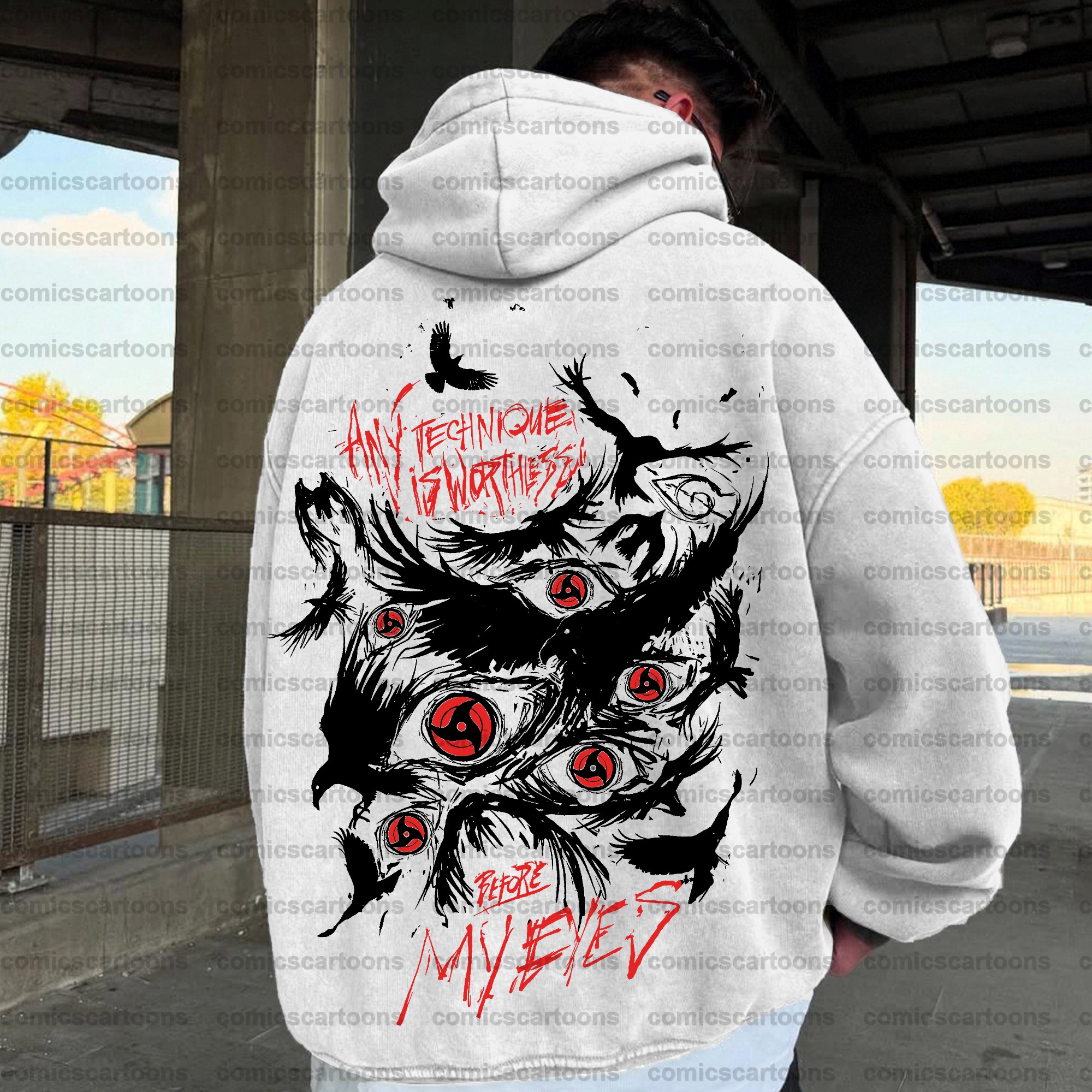 Unisex Anime Graphic Water wash Streetwear Vintage Hoodie