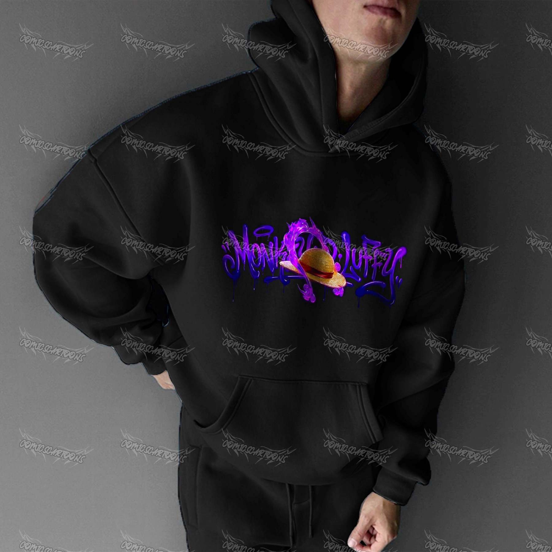 Plus Velvet Unisex Anime Graphic Streetwear Vintage Hoodie