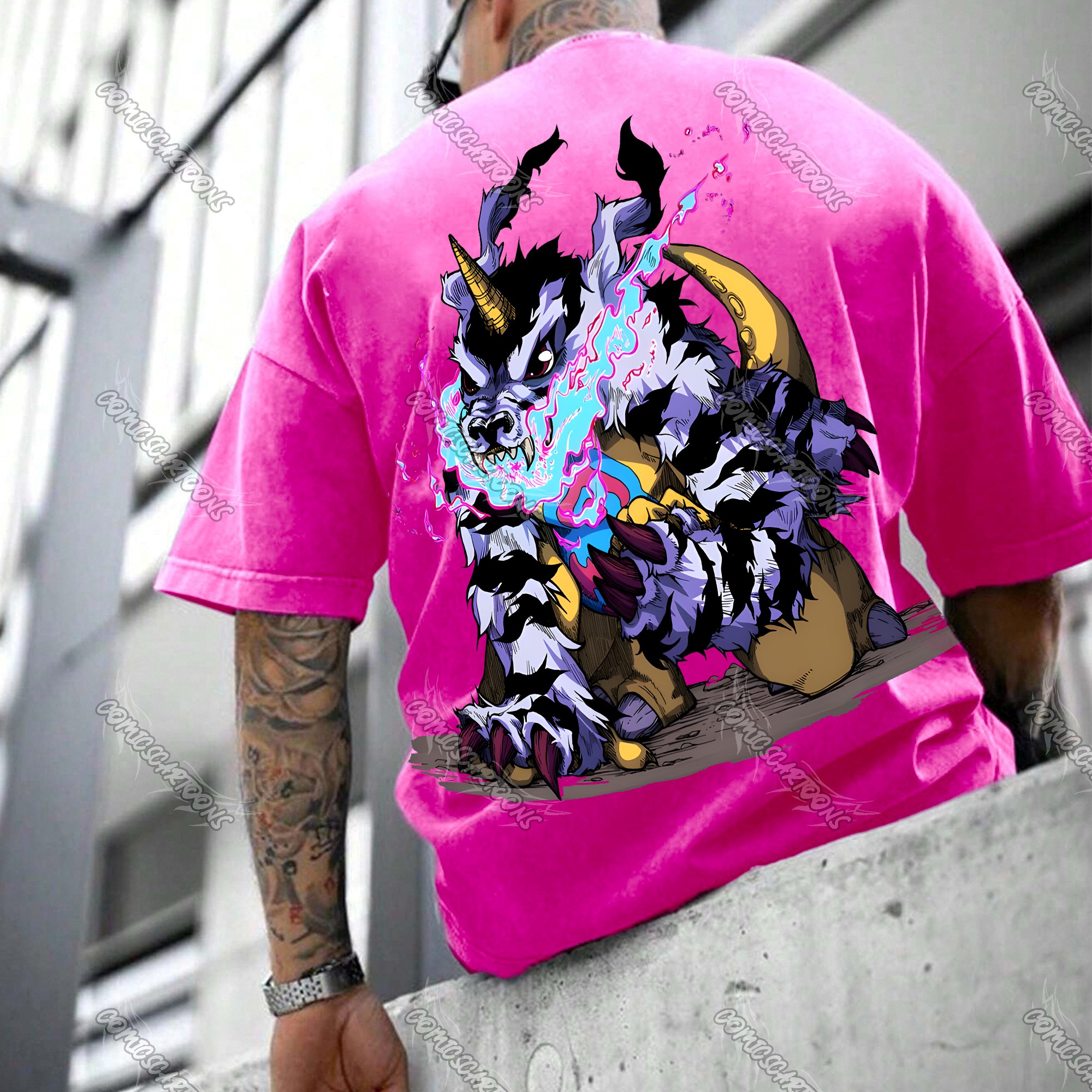 Vintage 3D Direct Inkjet Printed Washed Unisex T-Shirt