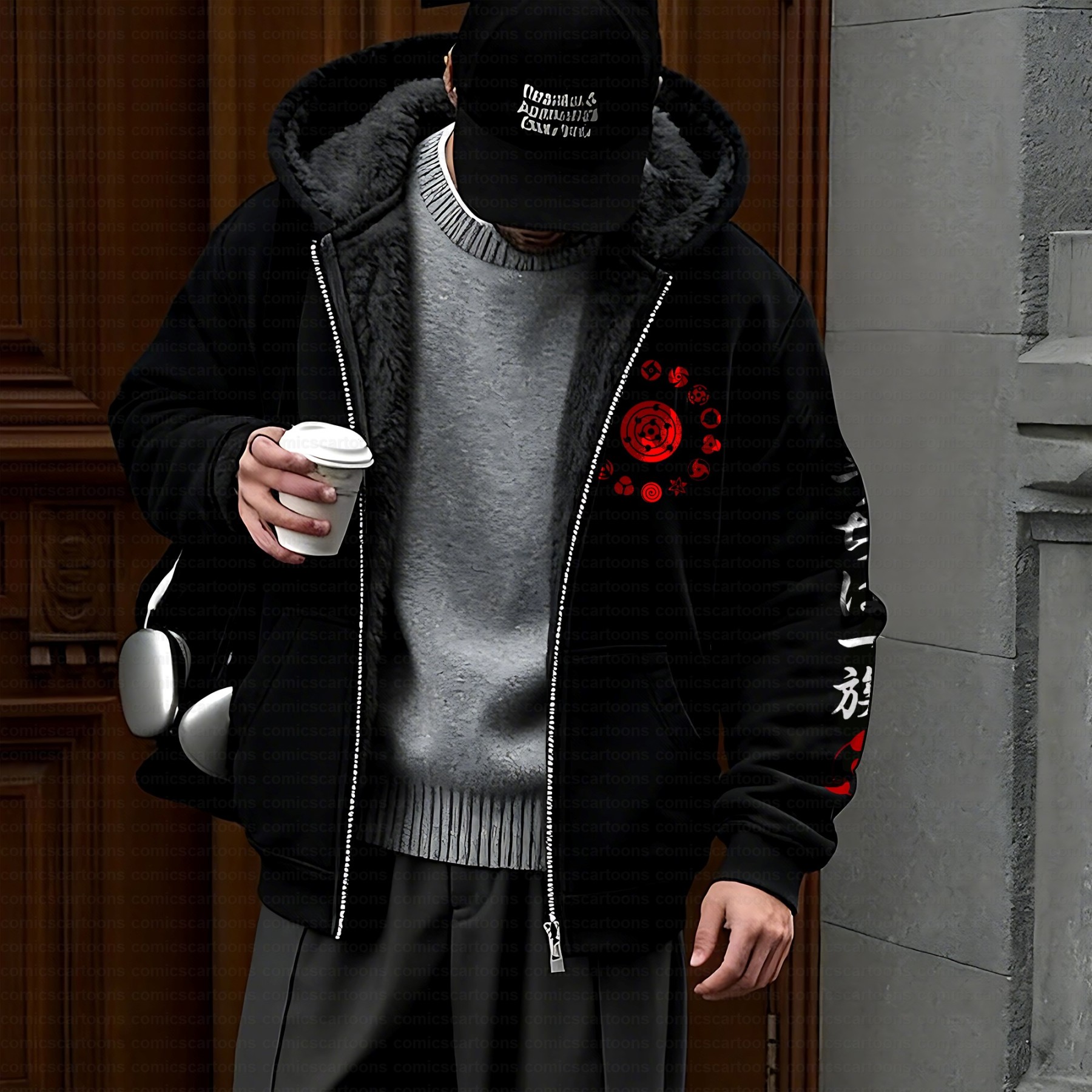 Unisex Graphic Streetwear Vintage Zipper Cardigan Plush Hoodie