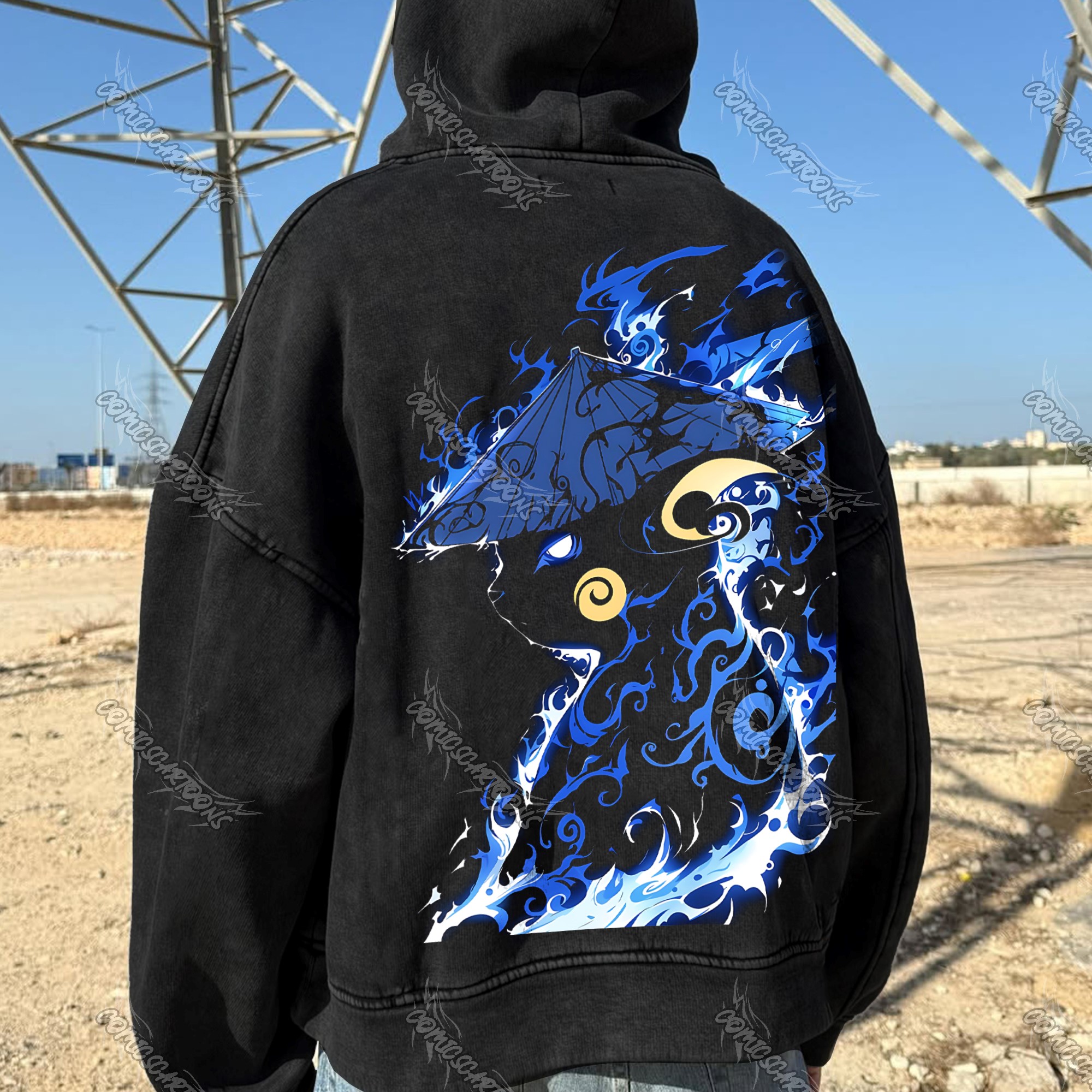 Vintage 3D Direct Inkjet Printed Washed Unisex Plush Hoodie