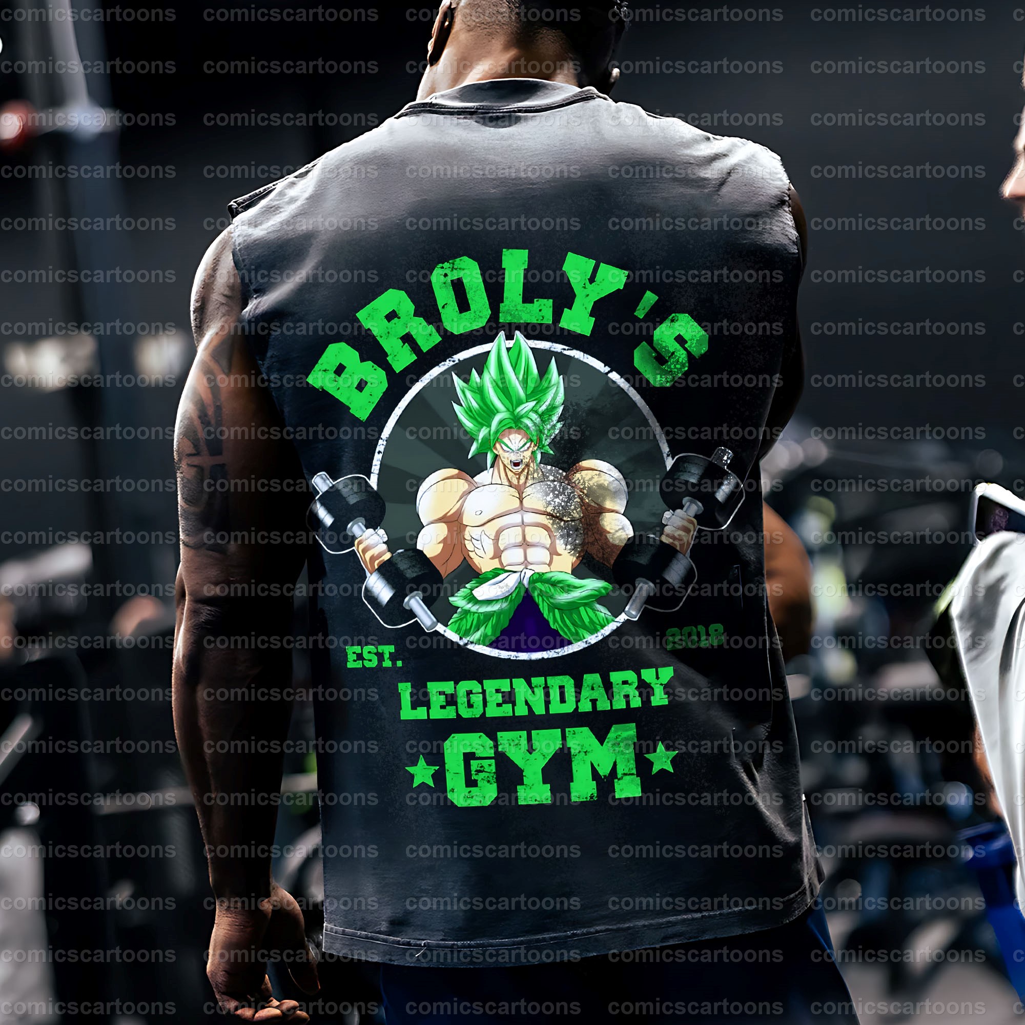 Oversized Anime Print Gym Tank Top